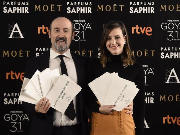 Javier Cámara y Natalia de Molina fueron los encargados de anunciar a los candidatos a los premios Goya 2016./gtres