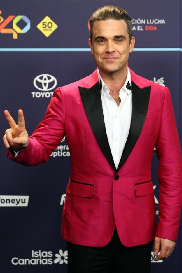 El cantante Robbie Williams en la gala de los 40 Principales Music Awards en Barcelona./gtres