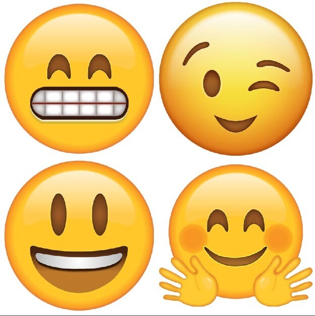 Emoticonos usados por las personas extrovertidas.