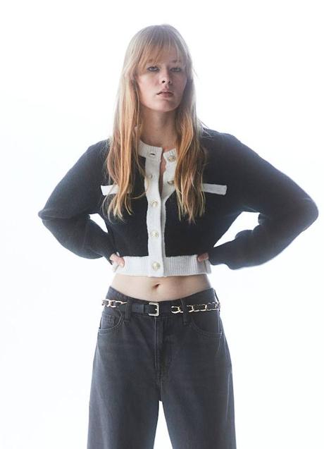 Chaqueta de punto con ribetes a contraste