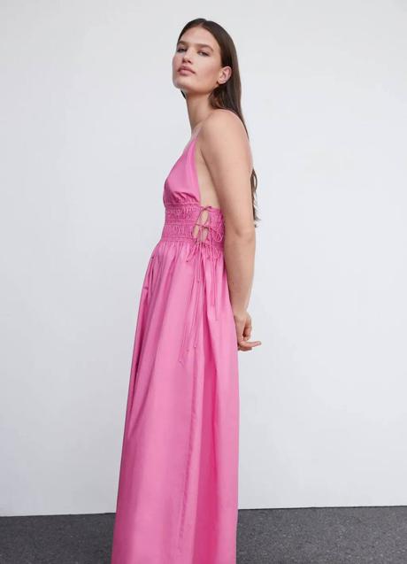 Vestido largo color fucsia