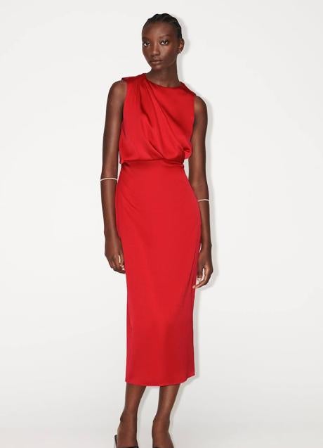 Vestido satinado color rojo