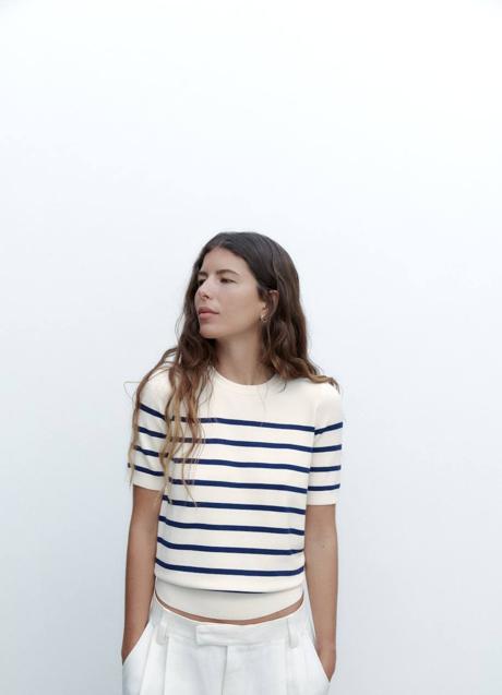 Jersey de manga corta con estampado a rayas