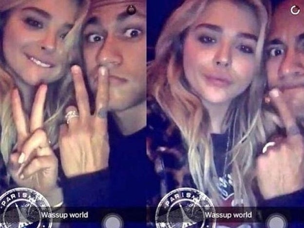 Chlöe Grace Moretz y Neymar en la imagen colgada en Snapchat.