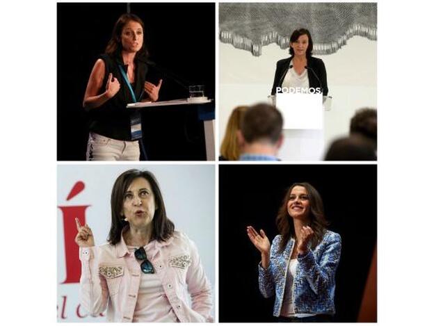 Andrea Levy, Carolona Bescansa, Margarita Robles e Inés Arrimadas, durante su participación en la pasada campaña electoral./GTRES