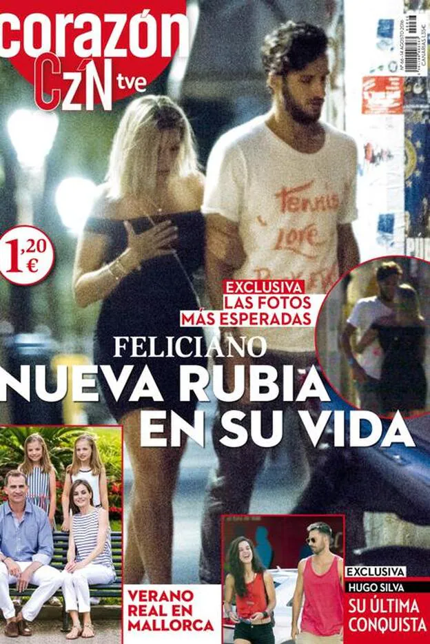 Feliciano López y su nueva acompañante en la noche madrileña, portada de 'Corazón Tve'./