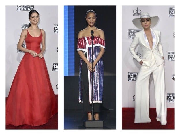 Selena Gomez, Zoe Saldana y Lady Gaga, en los AMA's./GTRES