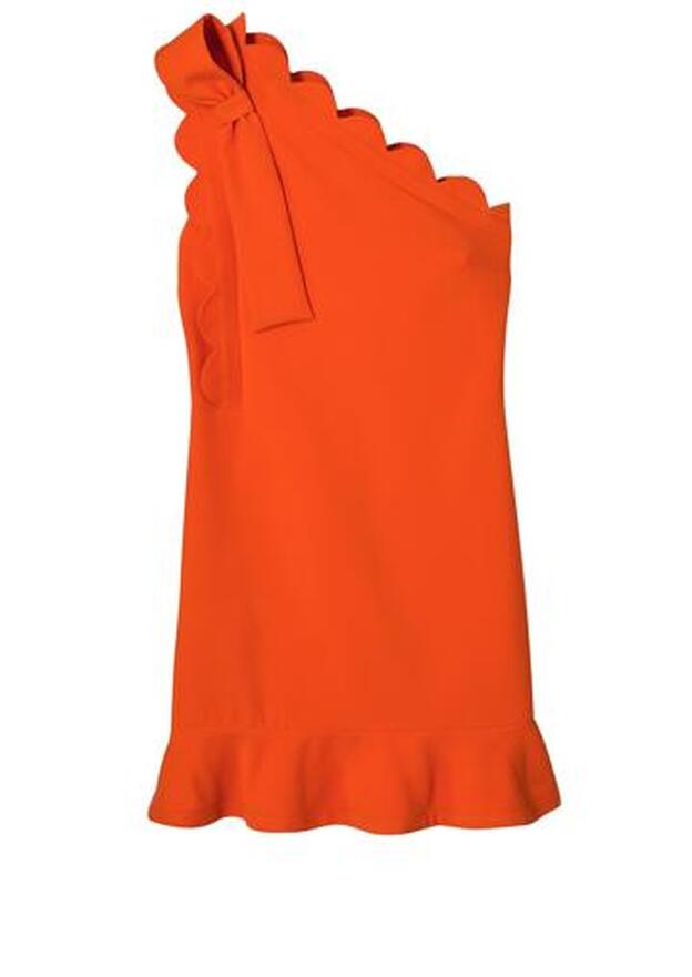 Vestido de escote asimétrico en color naranja de Victoria Beckham for Target (40 euros)