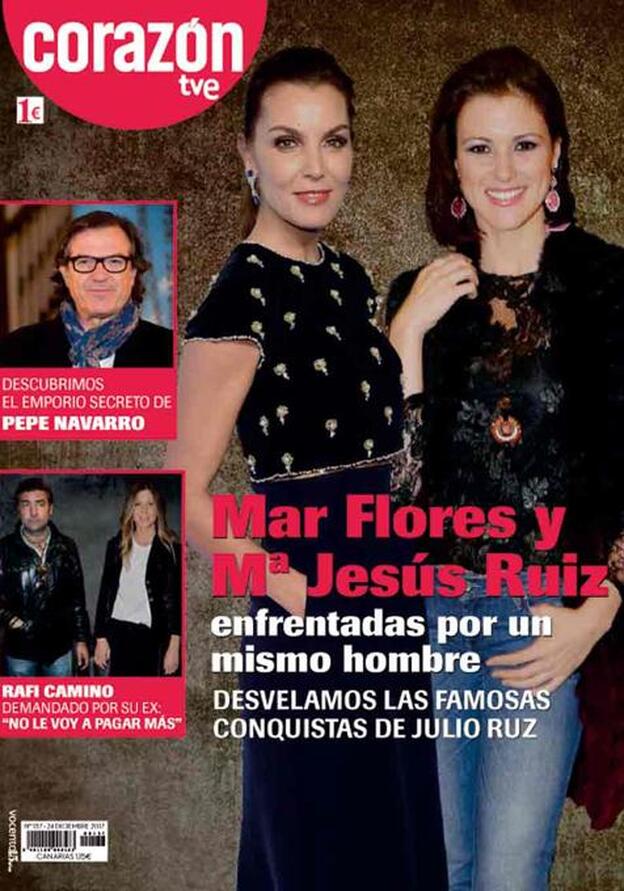 Portada de la revista 'Corazón' con el enfrentamiento de dos mujeres, Mar Flores y María Jesús Ruiz, enfretadas por Julio Ruz./'corazón'.