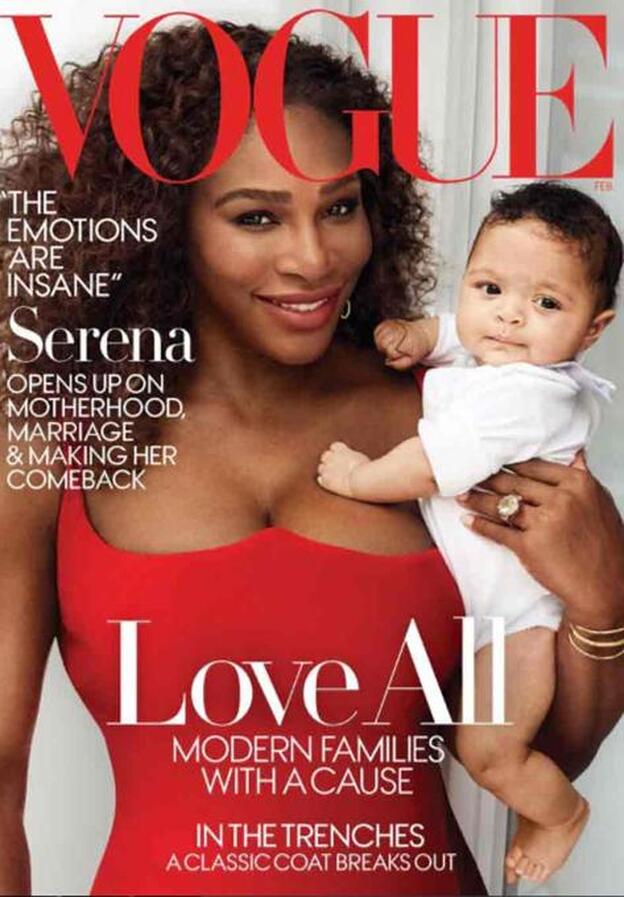 Serena Williams posa en la portada de 'Vogue' con su hija./'vogue'.