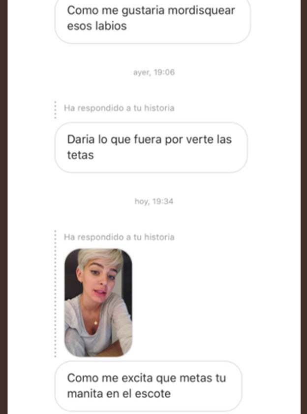 Este es el pantallazo con el que Laura Escanes ha denunciado el acoso sexual que sufre en las redes.