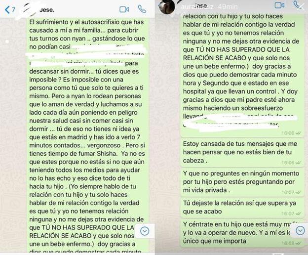 Los mensajes que Aruah le ha mandado a su ex.