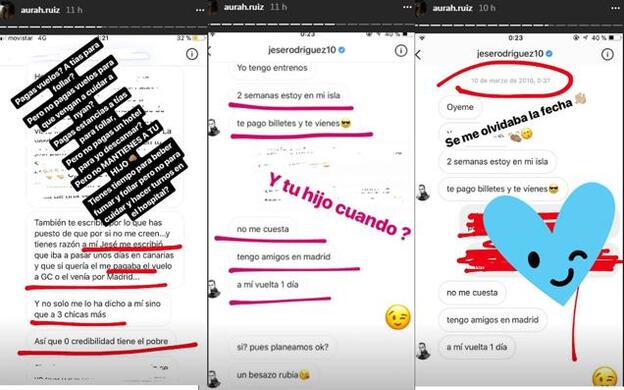 Los mensajes que supuestamente Jesé habría mandado a una chica, compartidos por Aurah.