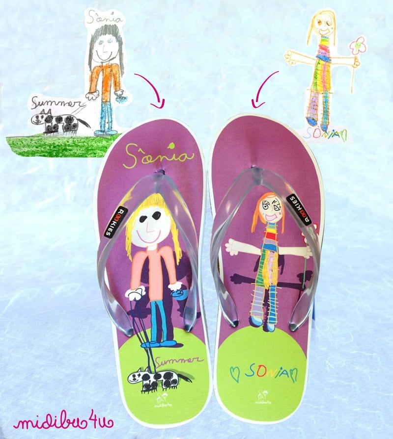 Regalos personalizados para el Día de la Madre: chanclas con dibujo infantil