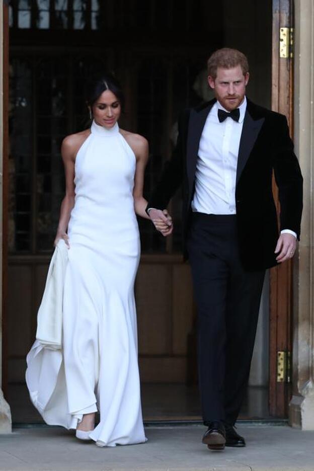 Meghan Markle el día de su boda con su segundo vestido.