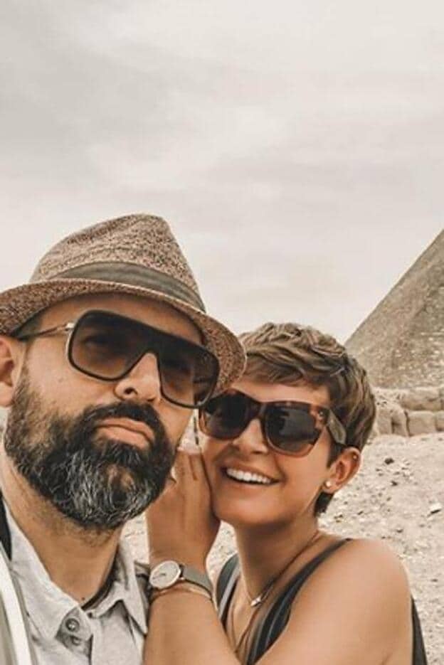El presentador Risto Mejide y Laura Escanes en Egipto./Instagram