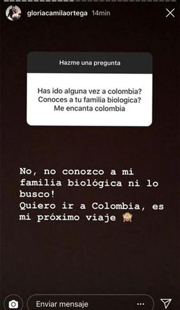 El mensaje de Gloria Camila en su Instagram stories