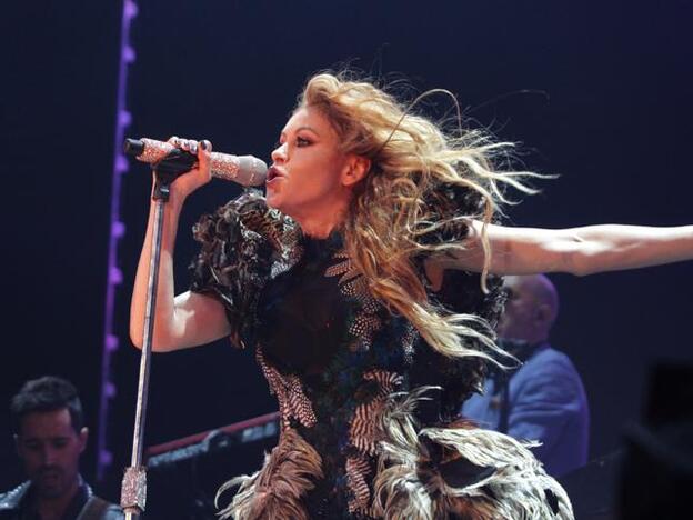 Paulina Rubio durante un concierto en México este julio