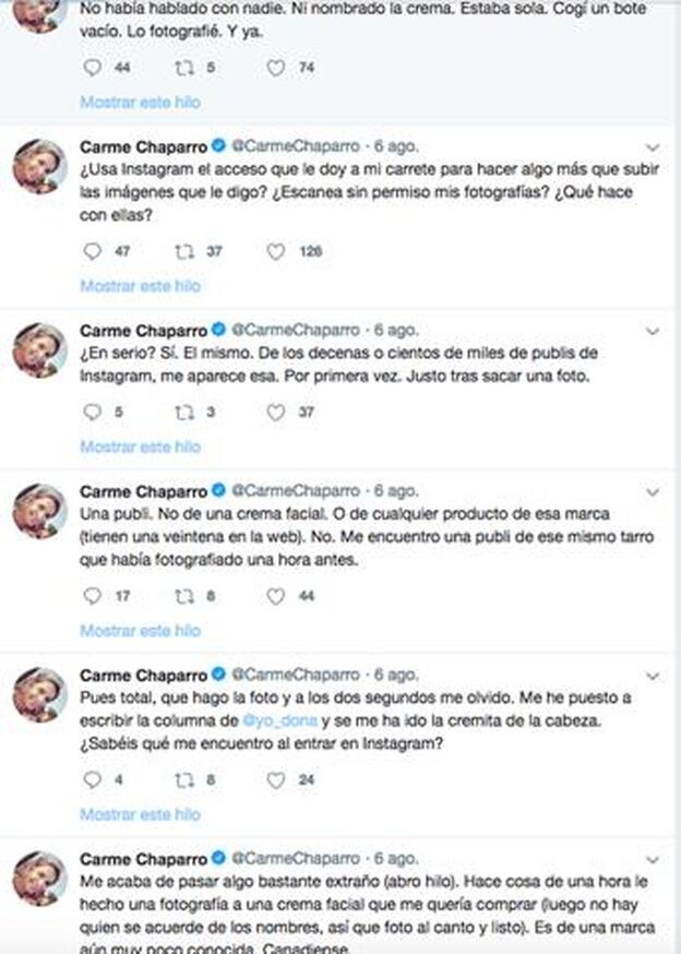 El hilo de la conversación que abrió la presentadora en Twitter.