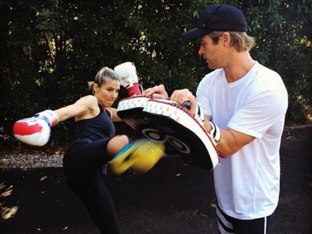 Chris Hemsworth y Elsa Pataky entrenando juntos.