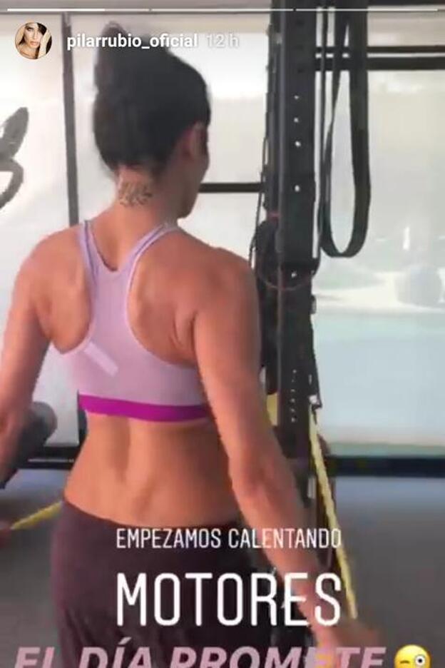 Pilar Rubio compartió su vuelta al gym en uno de sus 'stories'.