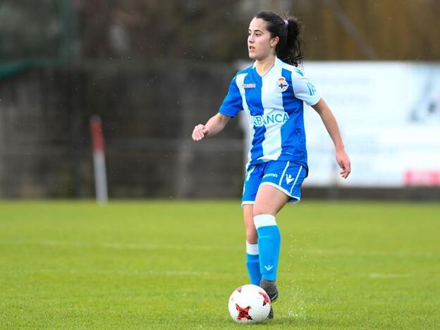 Nuria Blanco durante un partido de la pasada temporada con el Dépor Abanca./RC deportivo.