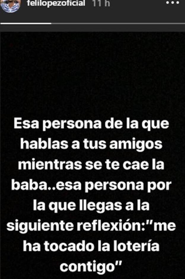 Feliciano López también le ha dedicado un cariñoso mensaje a Sandra Gago, pero a través de Instagram 'stories'.