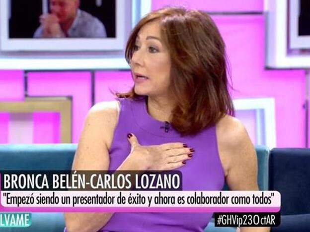 Ana Rosa Quintana critica las duras palabras que Carlos Lozano le dedicó a Belén Esteban./telecinco.