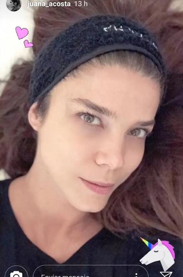 Juana Acosta ha compartido su 'selfie' sin maquillaje a través d euno de sus 'stories' recientes de Instagram.