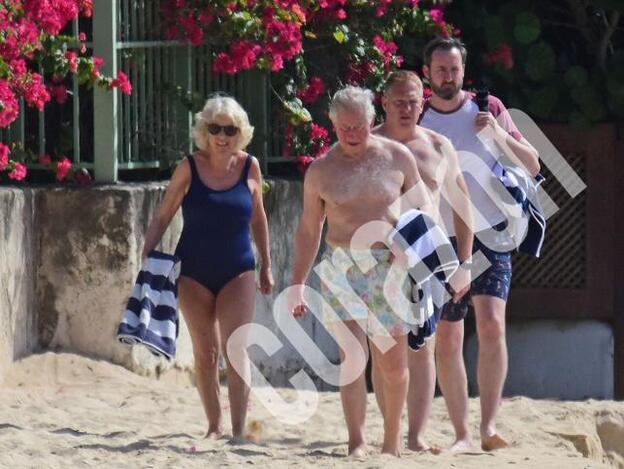 Carlos y Camilla en la playa durante su reciente viaje a Barbados./Gtres