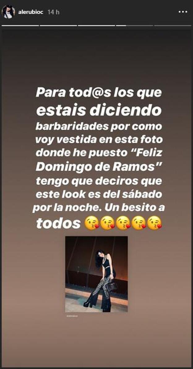 Pantallazo del 'stories' de Alejandra Rubio en Instagram.