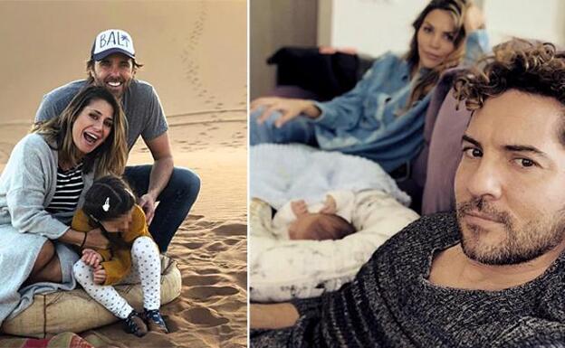 Elena Tablada junto a Javier Ungría y la pequeña Ella. Bisbal junto a Rosanna Zanetti y Matteo.