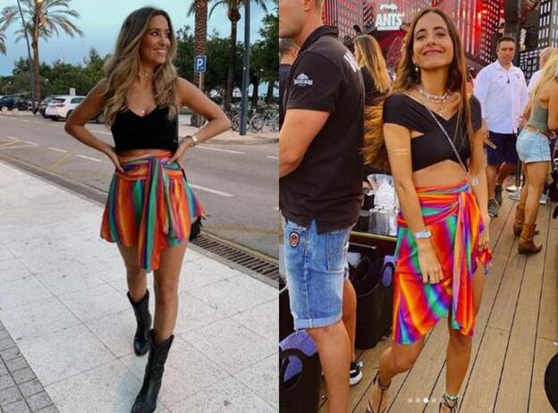 María Pombo y María Fernández-Rubíes con la mini falda de Mochi.