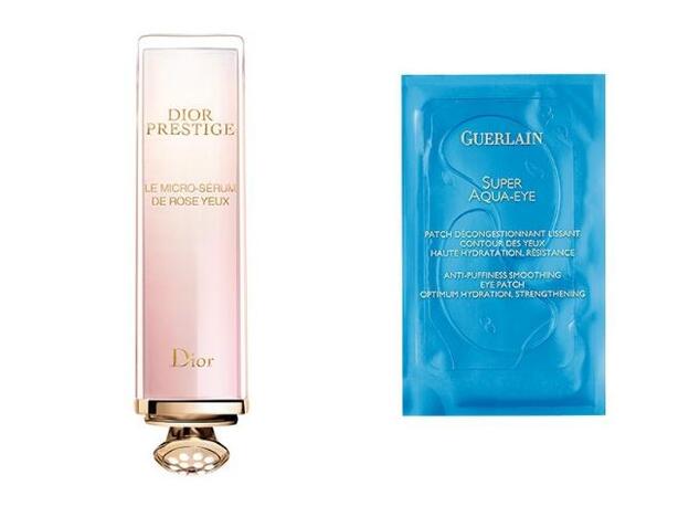 1. Dior Prestige Le Micro-Sérum de Rose Yeux de Dior (189 €). 2. Super Aqua-Eye Patchs de Guerlain (115,30 €).