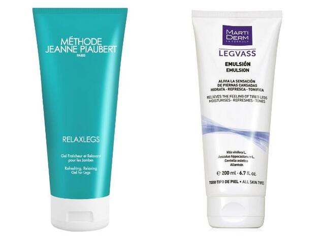 1. Relaxlegs de Jeanne Piaubert (39 €). 2. Legvass Emulsión de Martiderm (20,30 €).