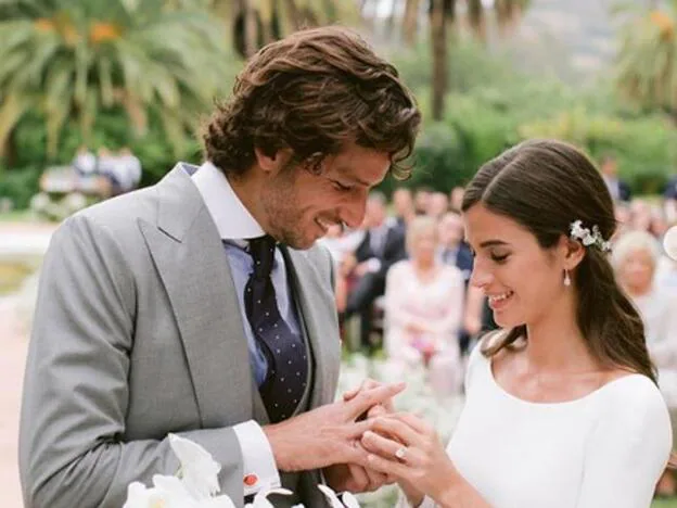 Sandra Gago y Feliciano López durante su boda./Instagram