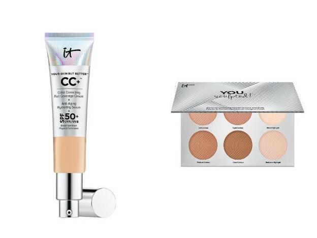 1. CC Cream correctora como la de IT CosmeticsYour Skin But (36,95 euros). 2. Paleta contorneadora IT Cosmetics You Sculpted (41,95 euros).