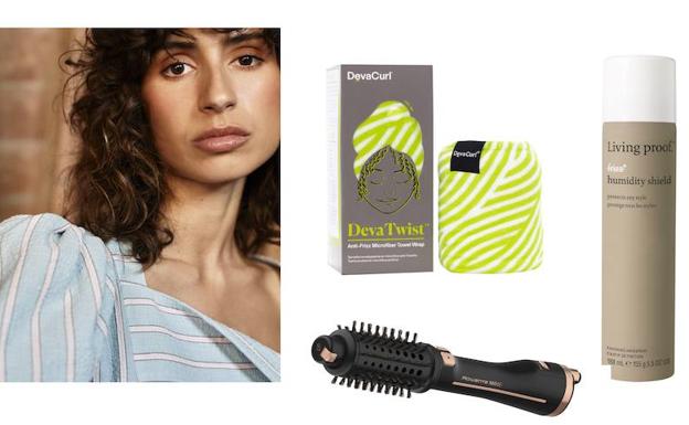 ROWENTA. Brush Activ Ultimate Experience (99,99€). DEVACURL. Turbante antifrizz DevaTwist (26,99€). LIVING PROOF. Humidity Shield (24€).