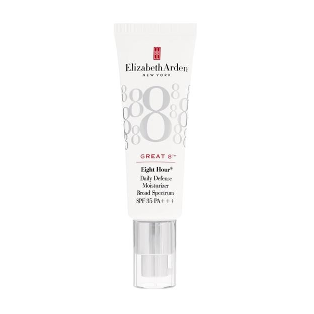 Crema multisuso Eight Hour Great 8 de Elizabeth Arden con protección solar 35 de alto espectro. También protege a la piel de lso radicales libres.