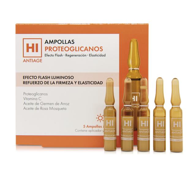 Ampollas con vitamina C y proteoglicanos de HI Antiage. (7,95 euros).