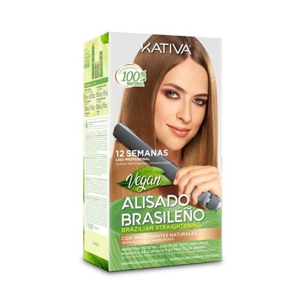 El Kit Alisado Brasileño Vegano de Kativa alisa el cabello y le aporta brillo