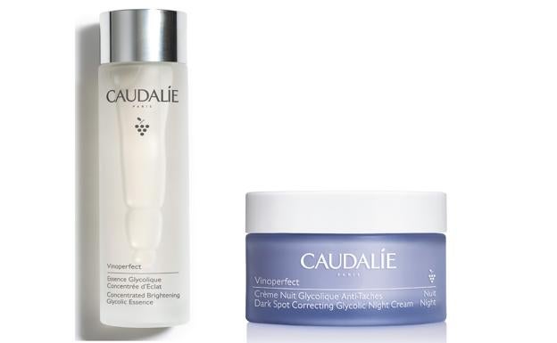  Esencia Glicólica Luminosidad (22,90€) de la línea Vinoperfect de Caudalie y Crema de noche Glicólica Antimanchas (34,90€).