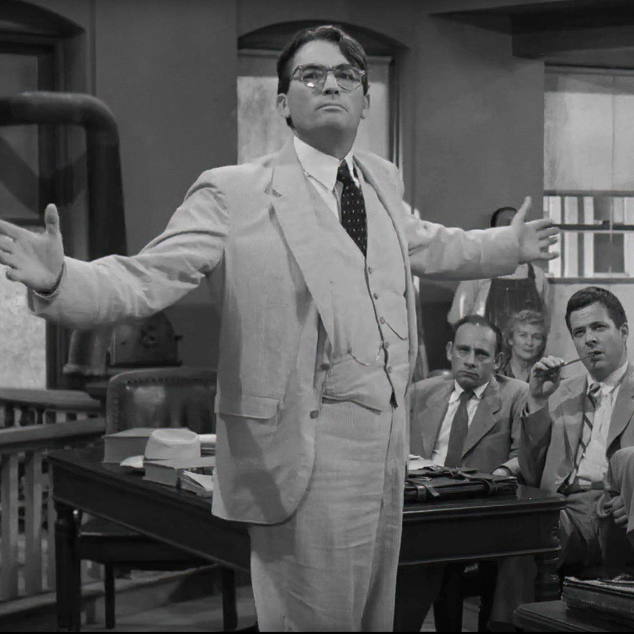 Gregory Peck, en una escena del juicio en la película Matar a un ruiseñor (1962)./DR