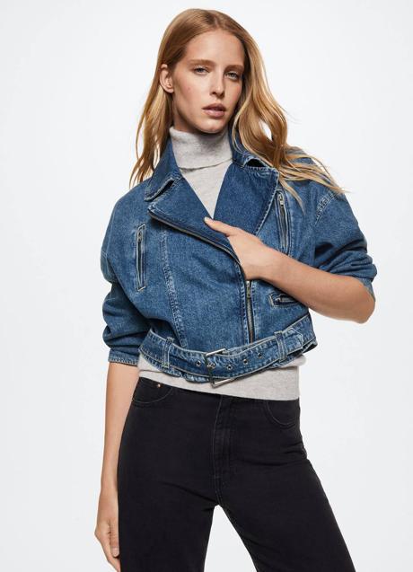 Chaqueta biker en tejido denim