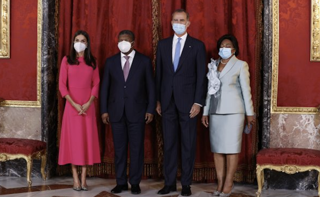 Los reyes Felipe VI y Letizia recibieron al presidente de Angola y a su primera dama en el Palacio Real, en septiembre de 2021. 