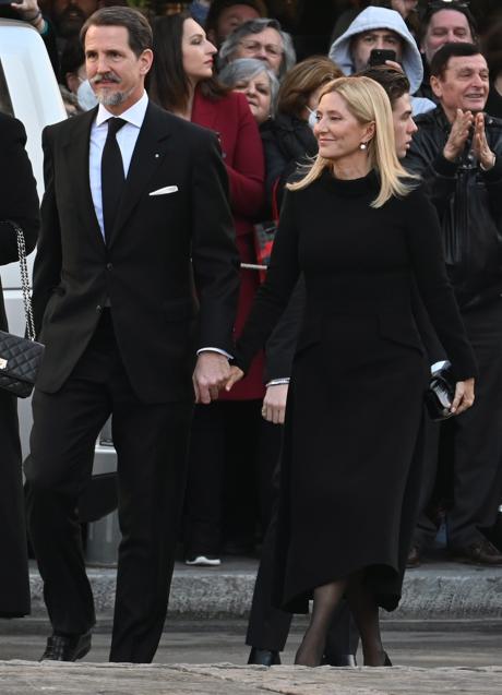 Pablo de Grecia y Marie-Chantal en el funeral de hoy. / GTRES