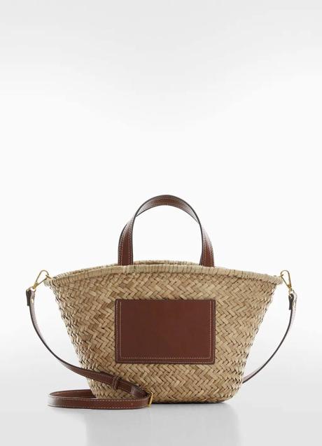 Bolso cesta con detalles efecto piel