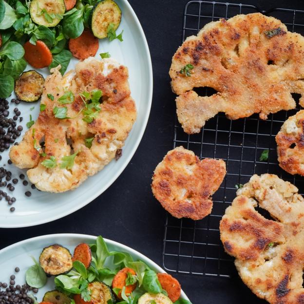 Filetes de coliflor a la plancha. 