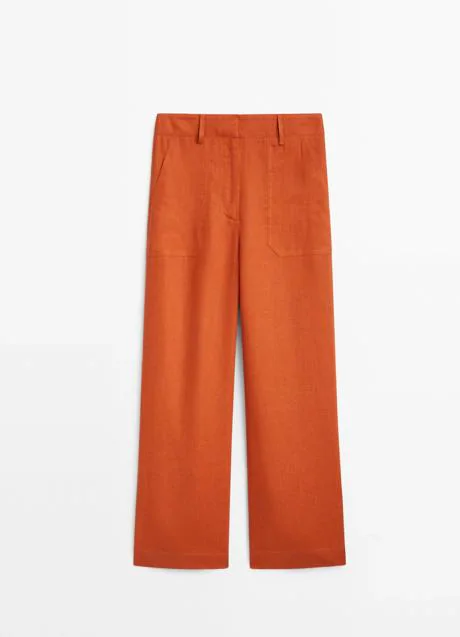 Pantalón naranja de lino de Massimo Dutti, 69,95 euros.