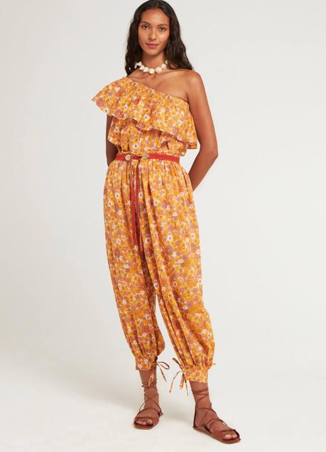 Mono floral print naranja